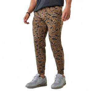 NEW BURLEBO fleece camo jogger in gauge brown